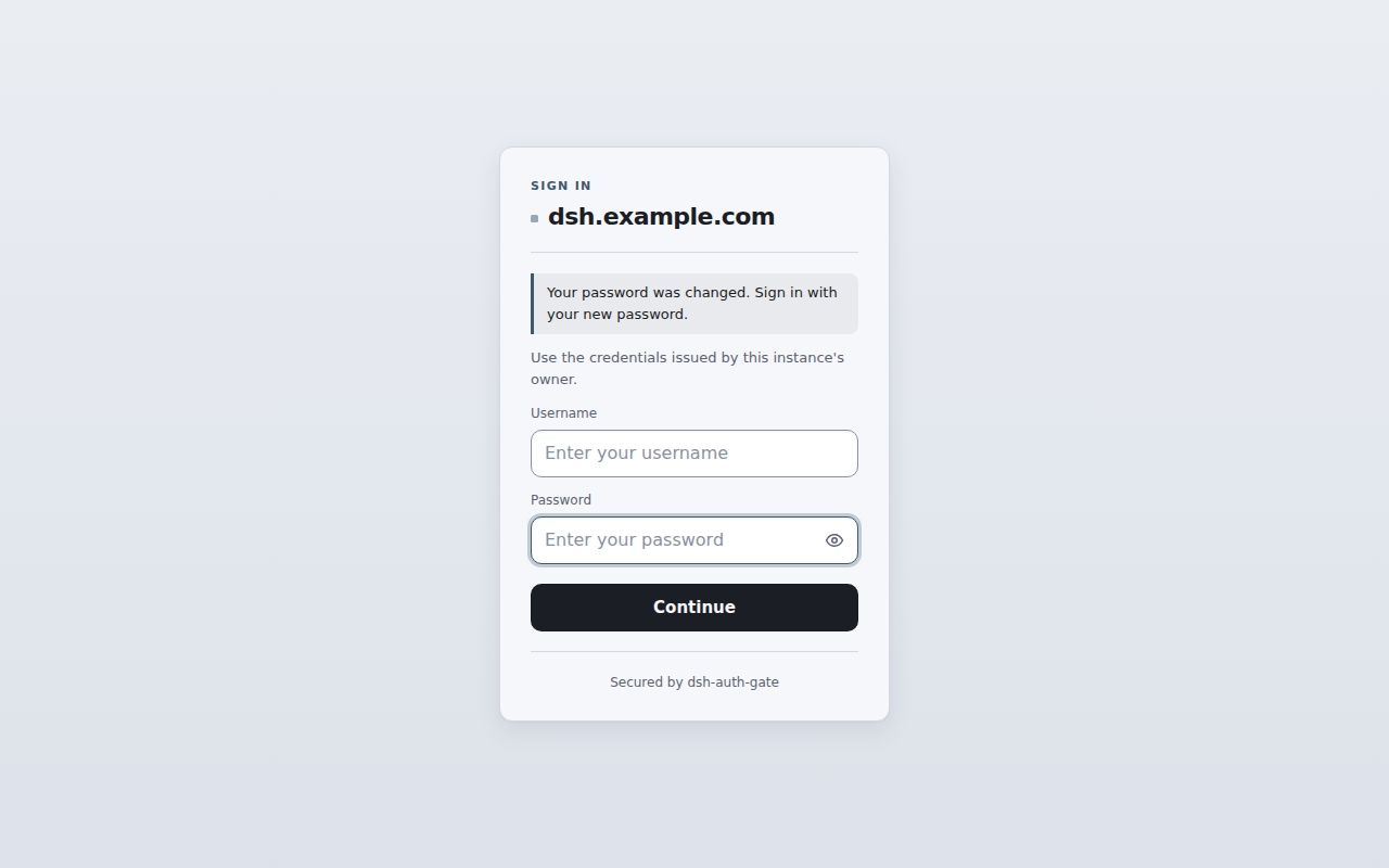 Login page explaining the sign-out