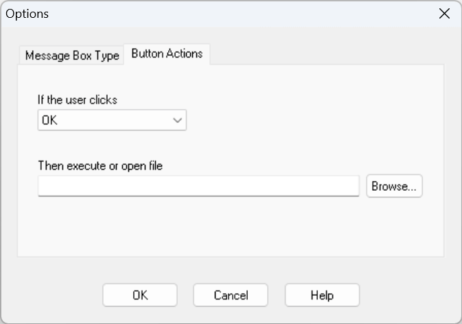 MessageBoxes for Anyone Options dialog box - Button Actions