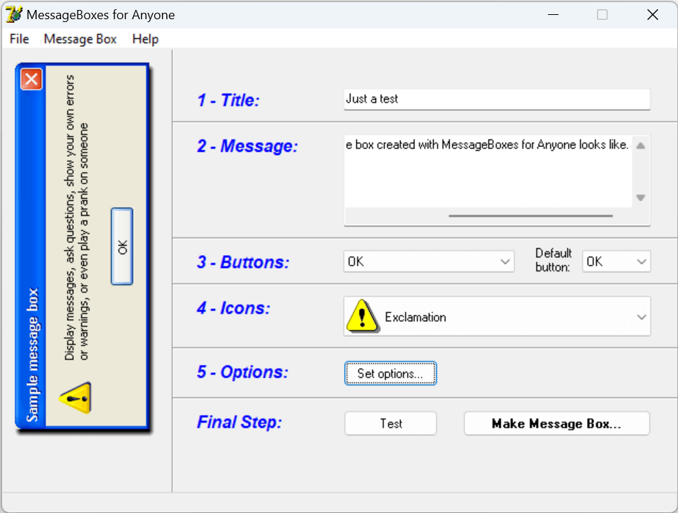 MessageBoxes for Anyone screenshot