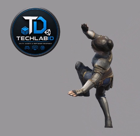 Female Knight Spin Flip Kick Character