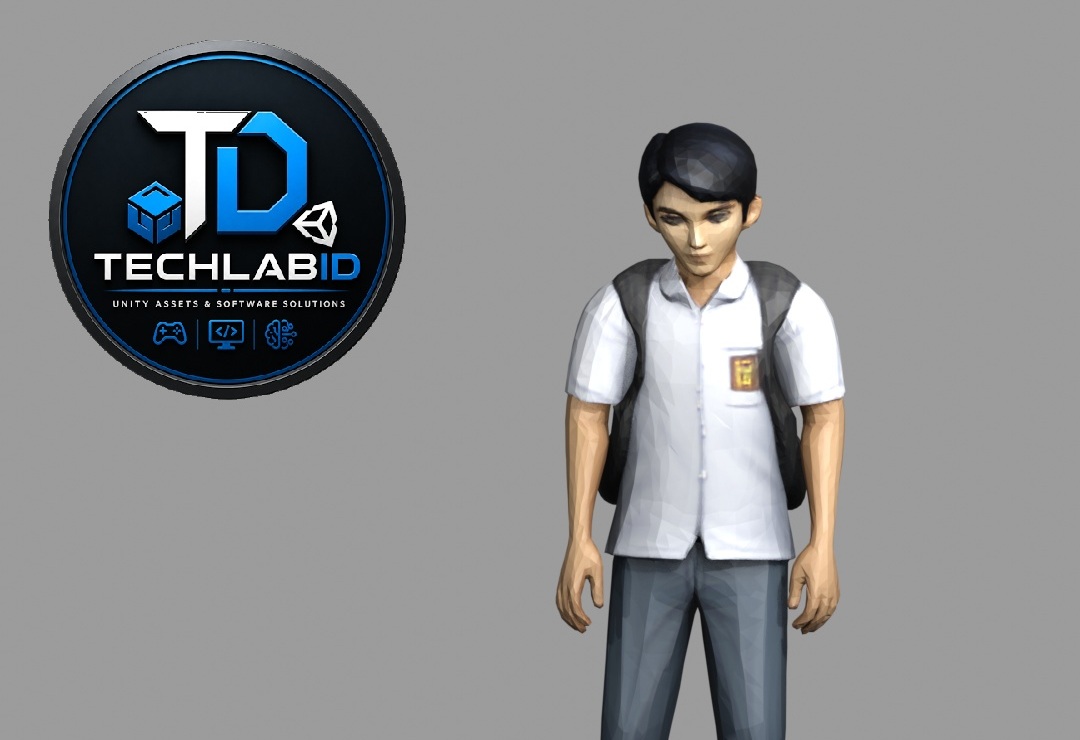 Indonesian High School Student Breathing Idle Character