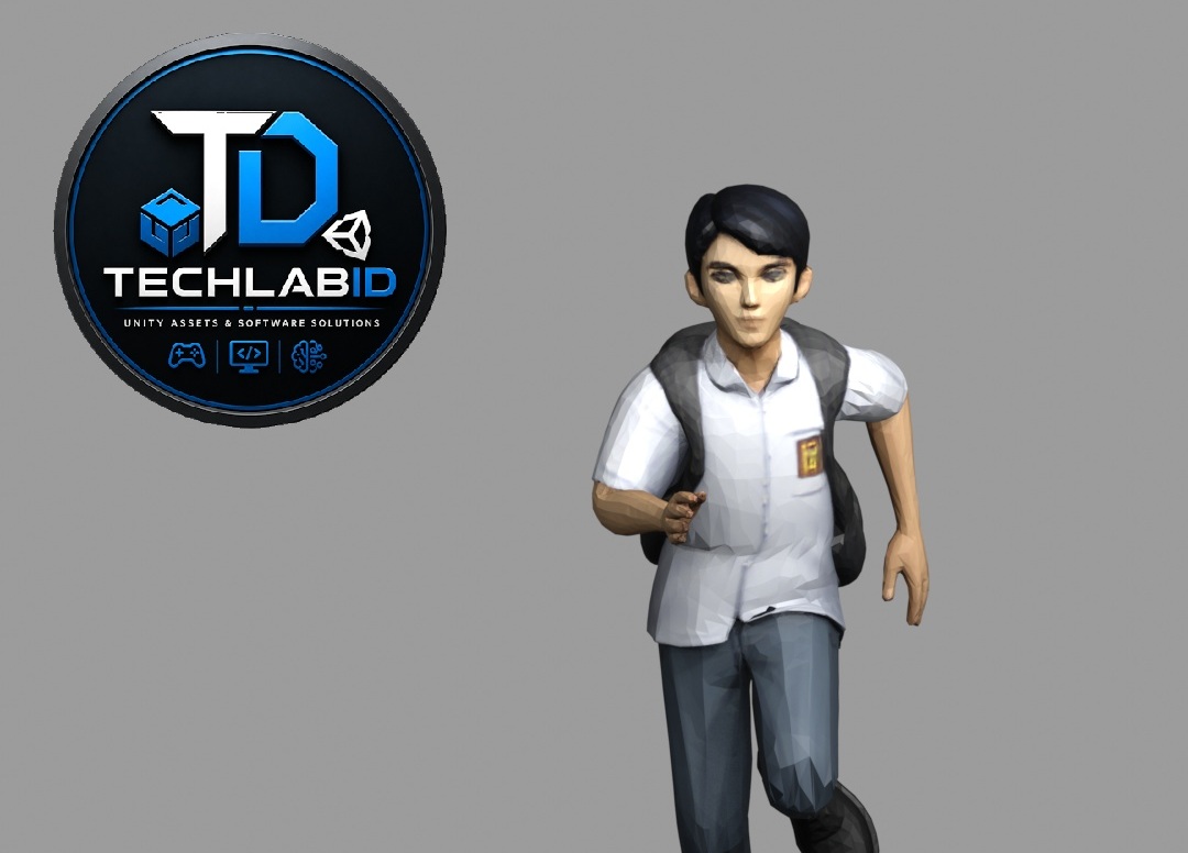 Indonesian High School Student Running Character