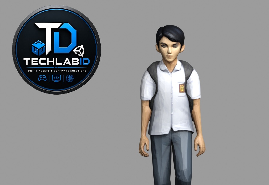 Indonesian High School Student Standard Walk Character