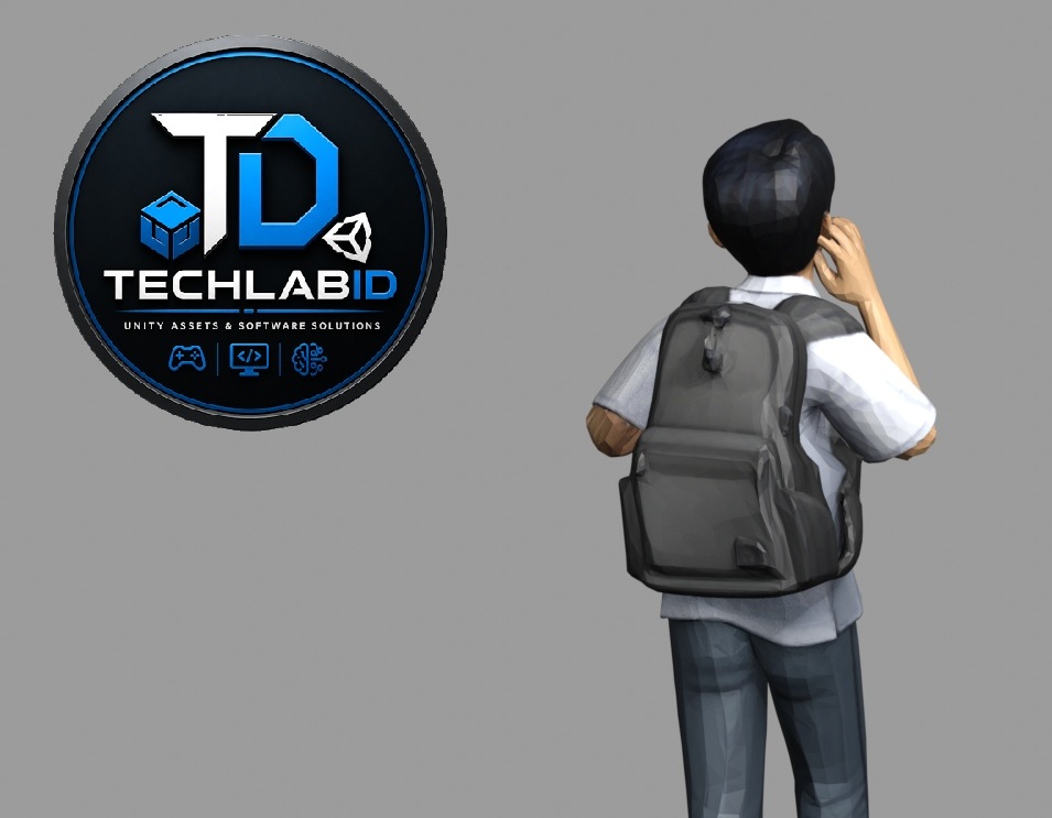 Indonesian High School Student Phone Pacing Character