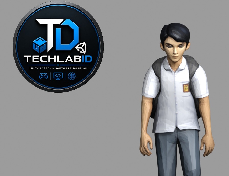 Indonesian High School Student Walking Character