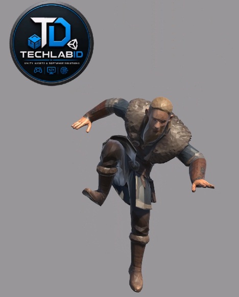 Viking Warrior Running Jump Character