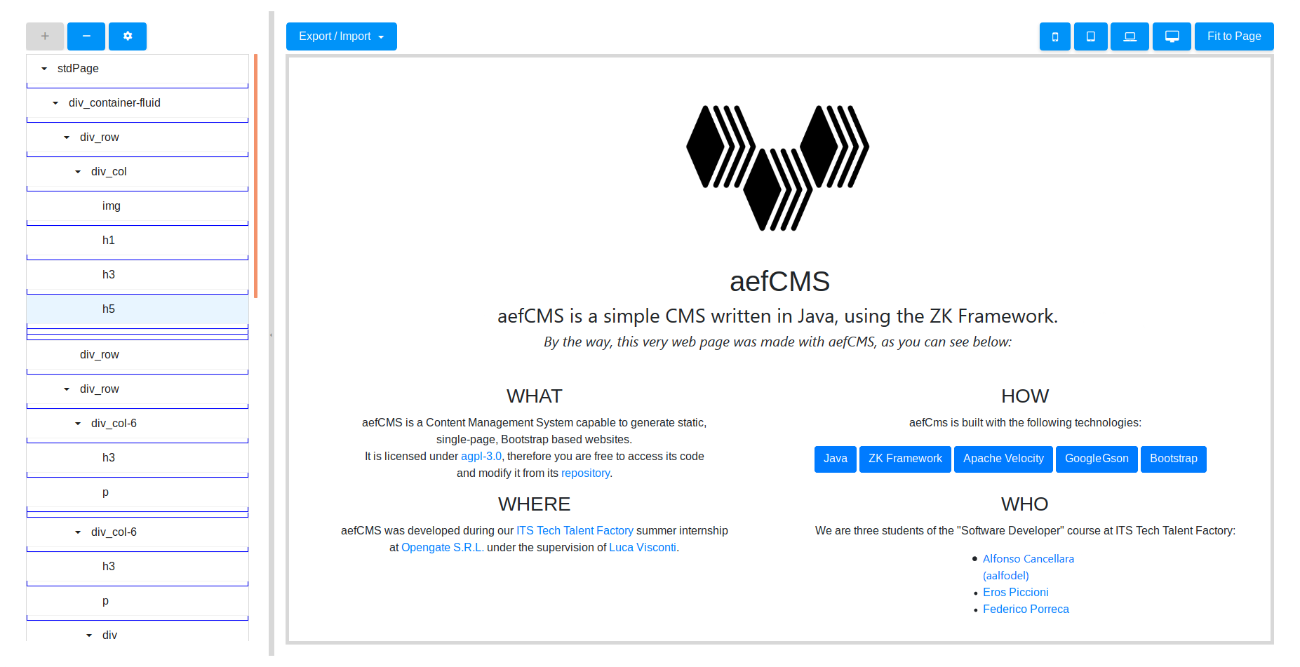 aefCMS-website-screenshot