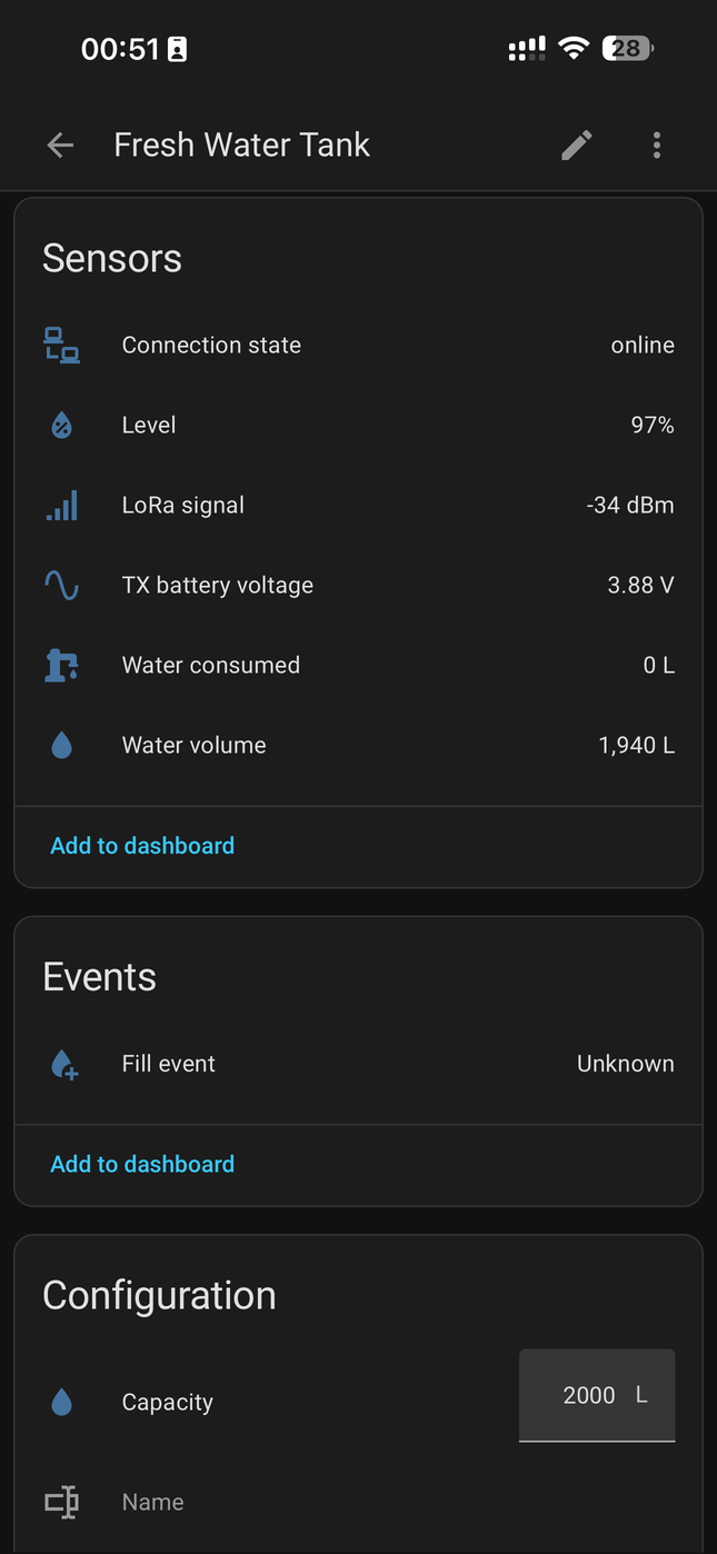 4. Sensors continued (water volume), Events (fill event), start of Configuration