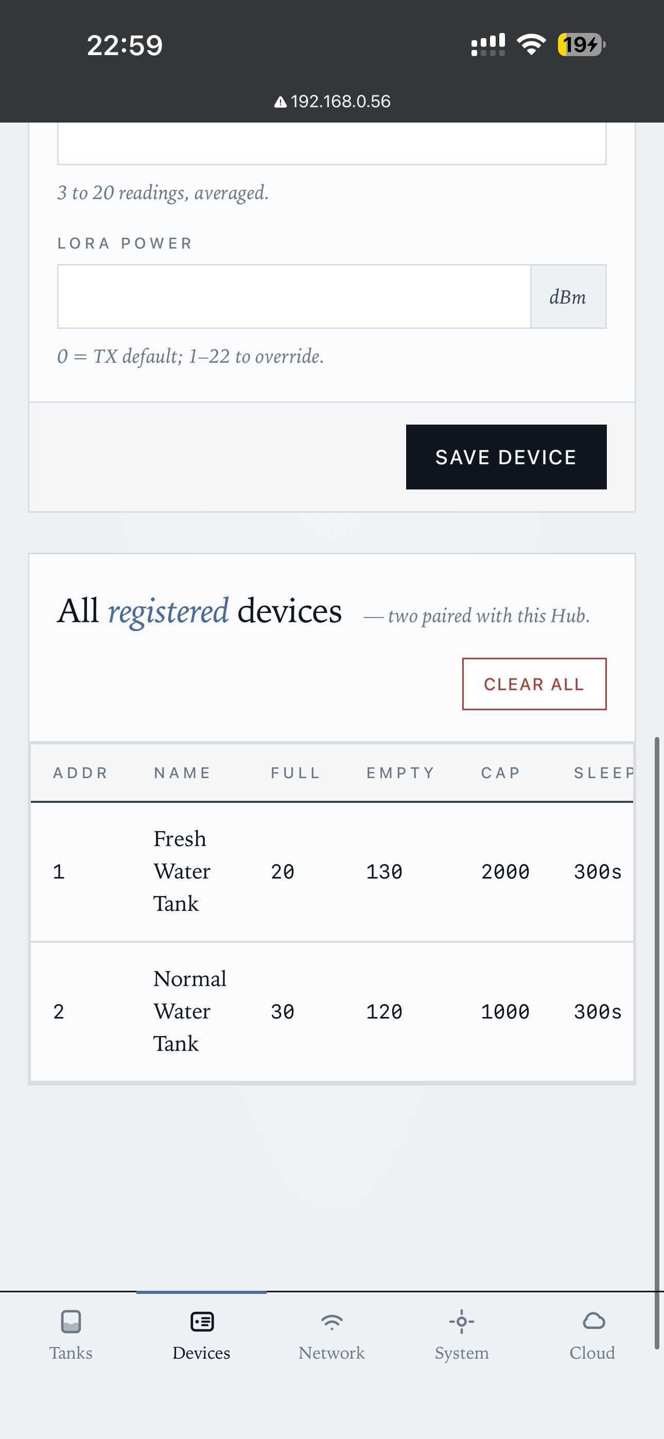 Devices — all registered transmitters