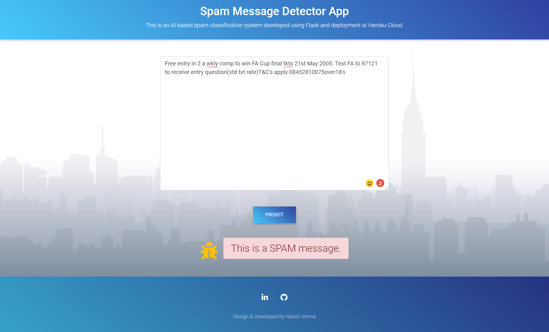 Spam Message Detector App Screenshot