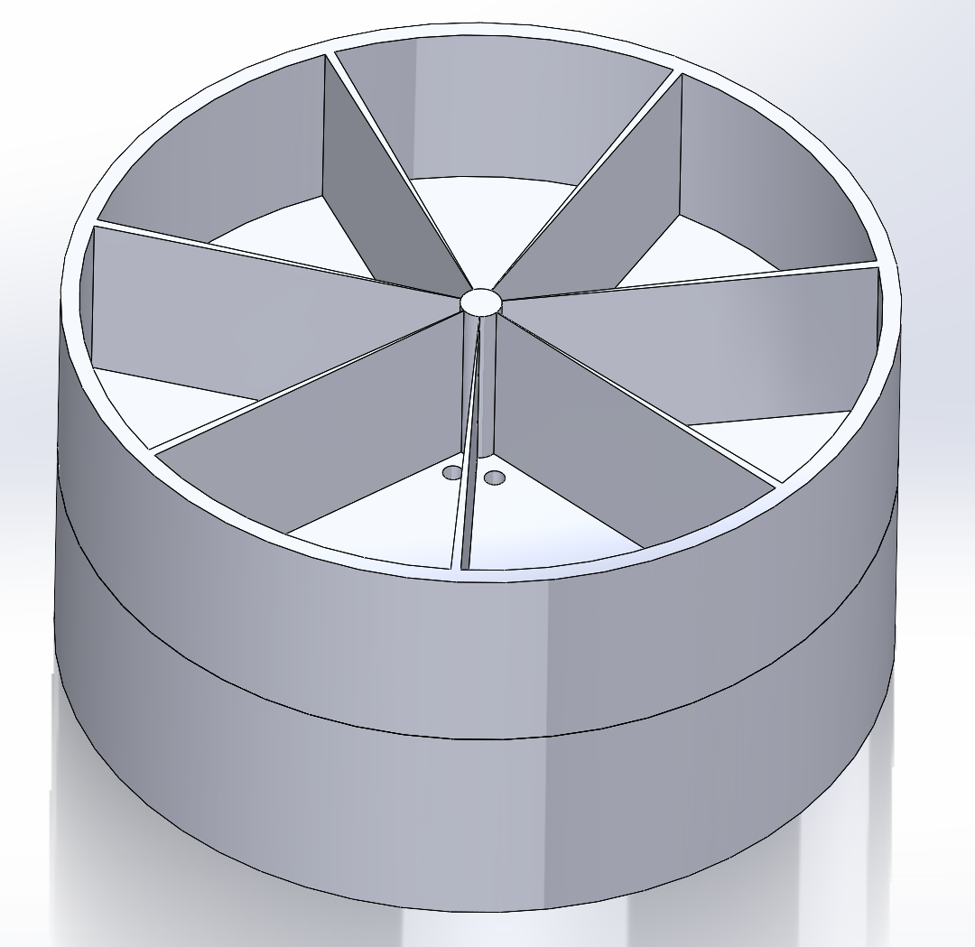SolidWorks render of the circular seven-compartment pill organizer
