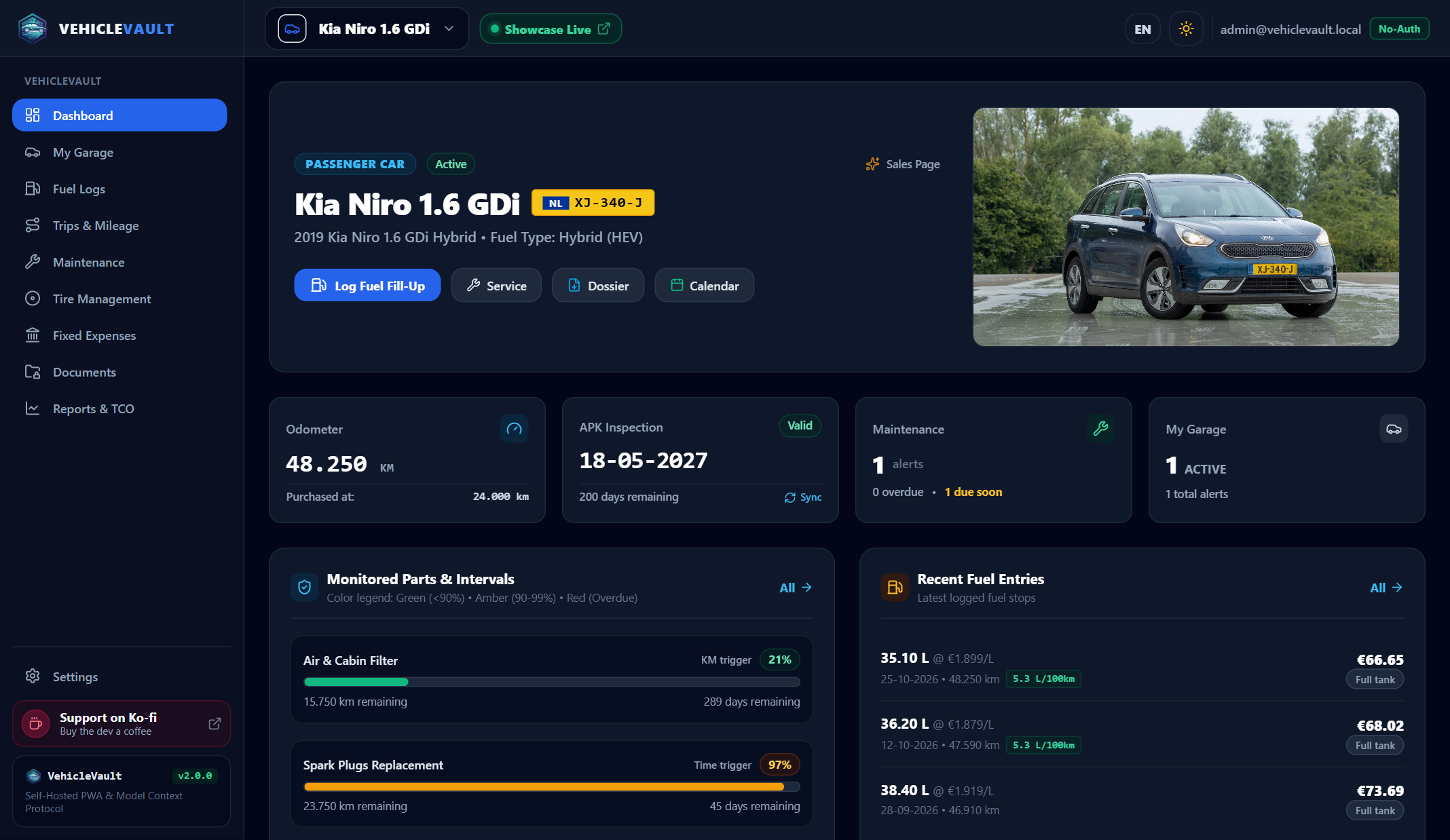 VehicleVault Dashboard