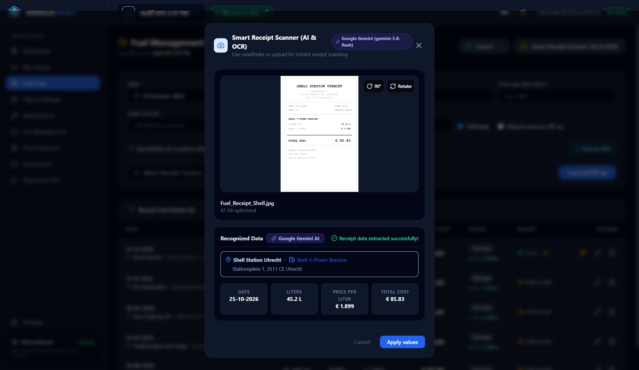 VehicleVault Receipt Scanner