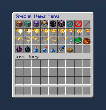 special items menu