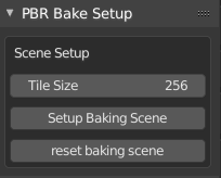 bake tools setup panel