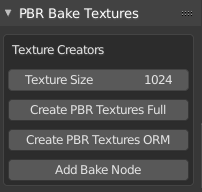 bake tools texture panel