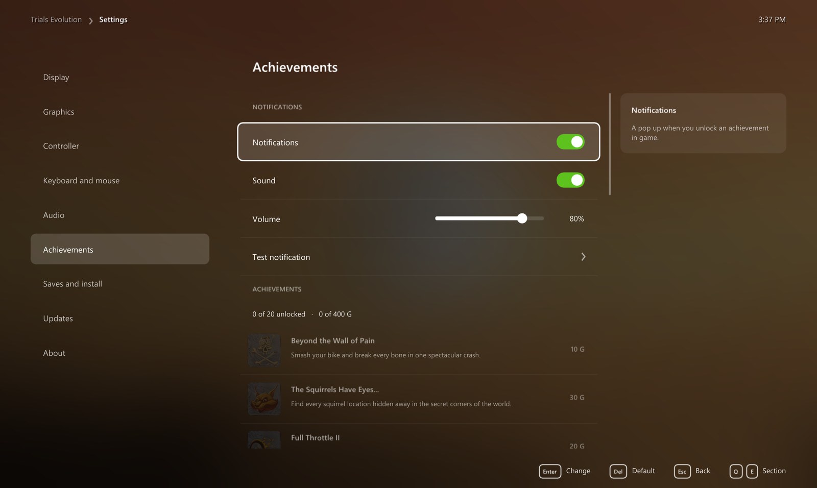 Achievements page