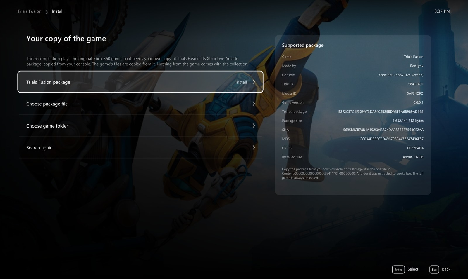 Install from your own copy