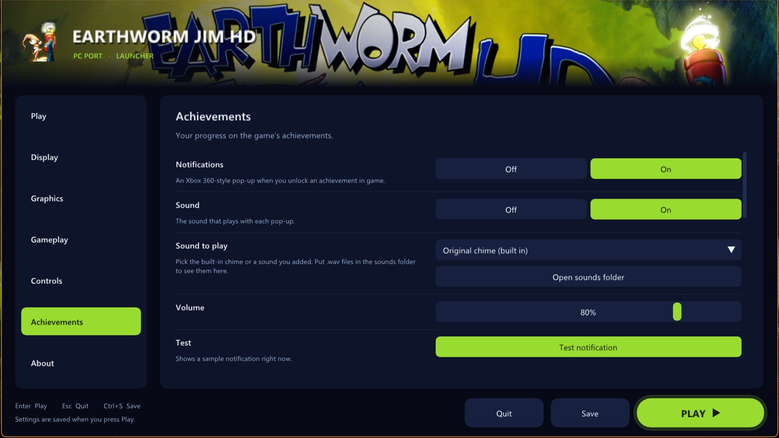 Achievements page