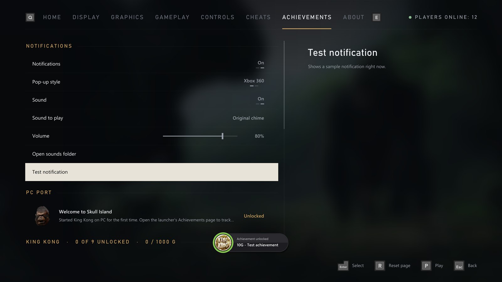An achievement pop-up