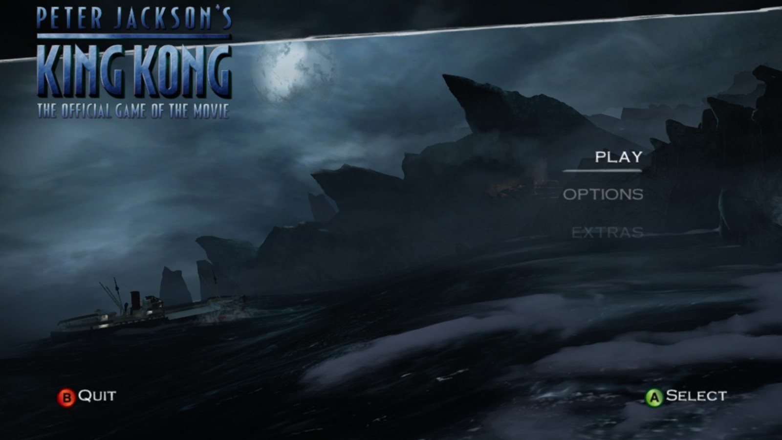 The game's main menu