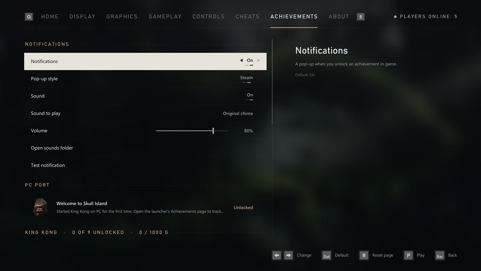 The Achievements page