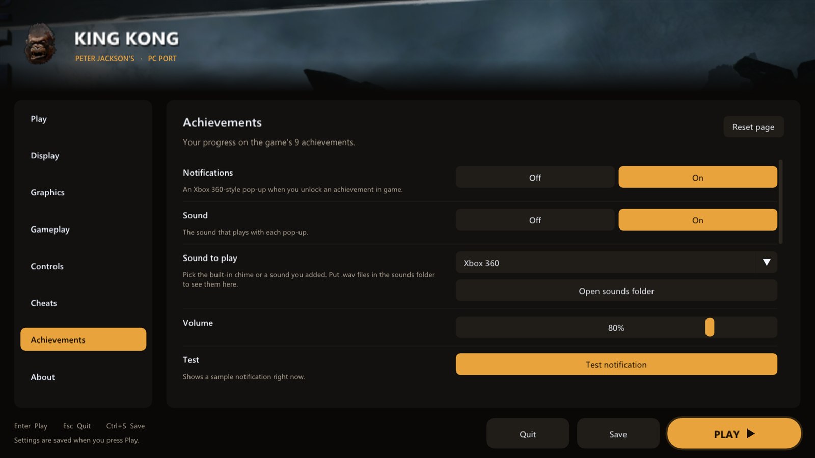 Achievements page