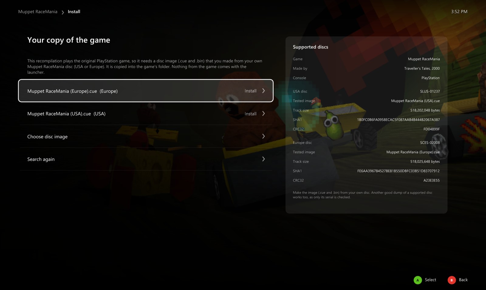 Install from your disc