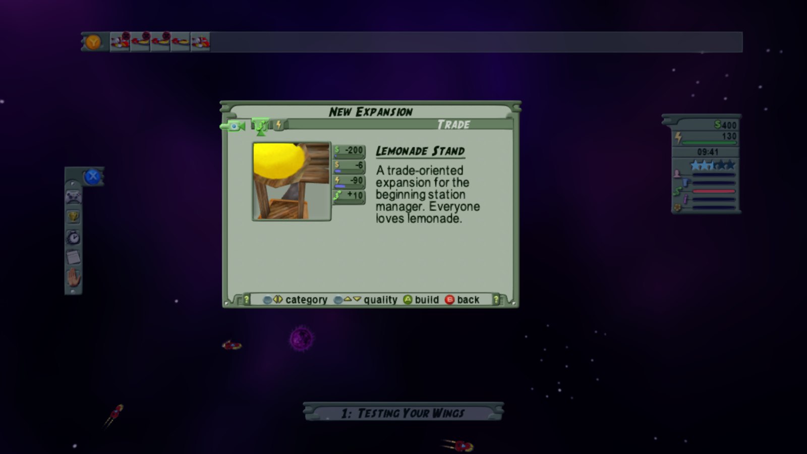 The build menu