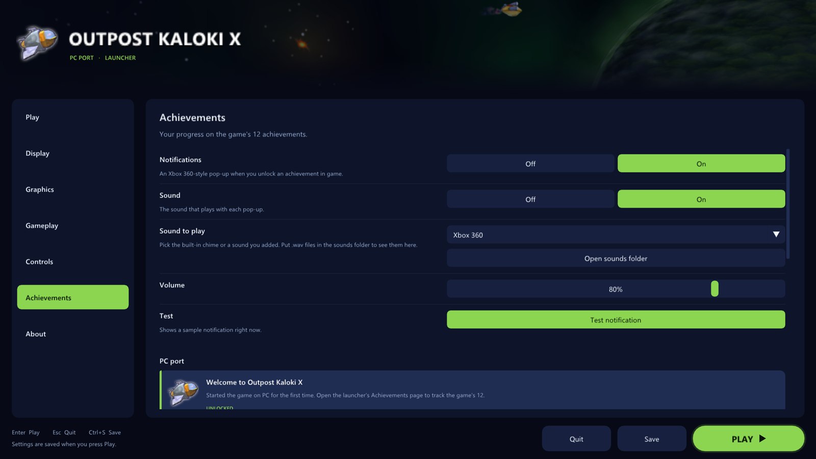 Achievements page
