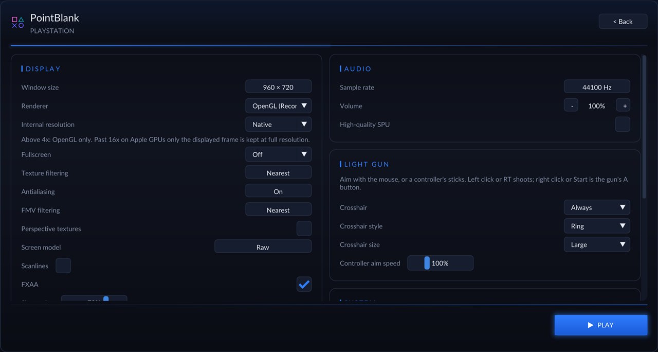 Light gun settings