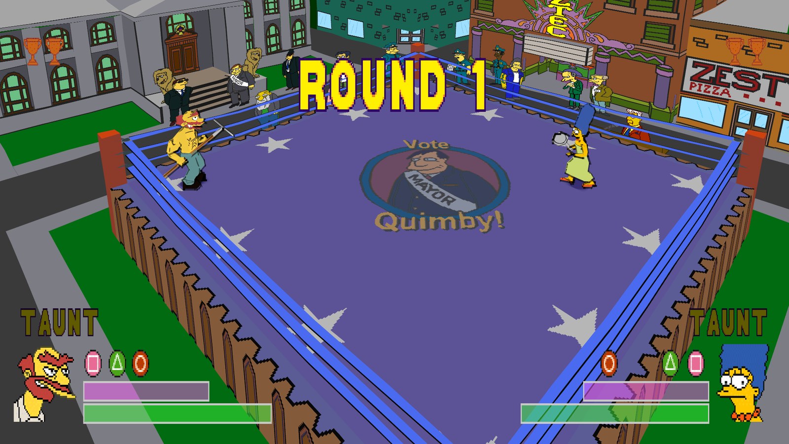 Round 1 in the town square