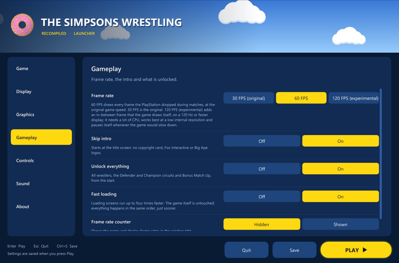 Gameplay page