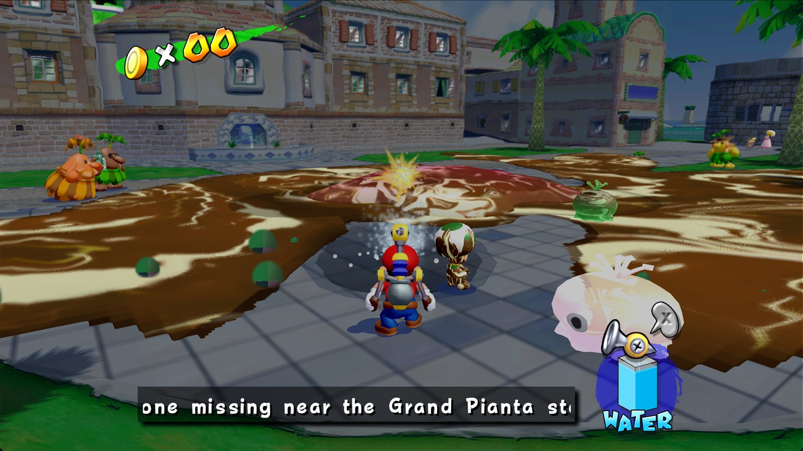 Spraying goop with FLUDD in Delfino Plaza