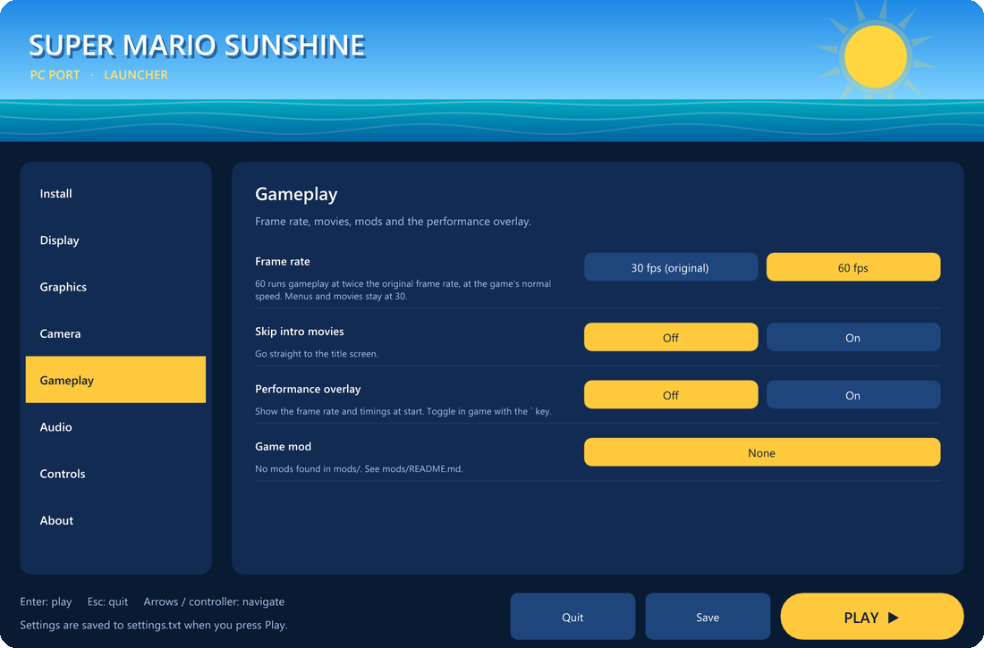 Gameplay page