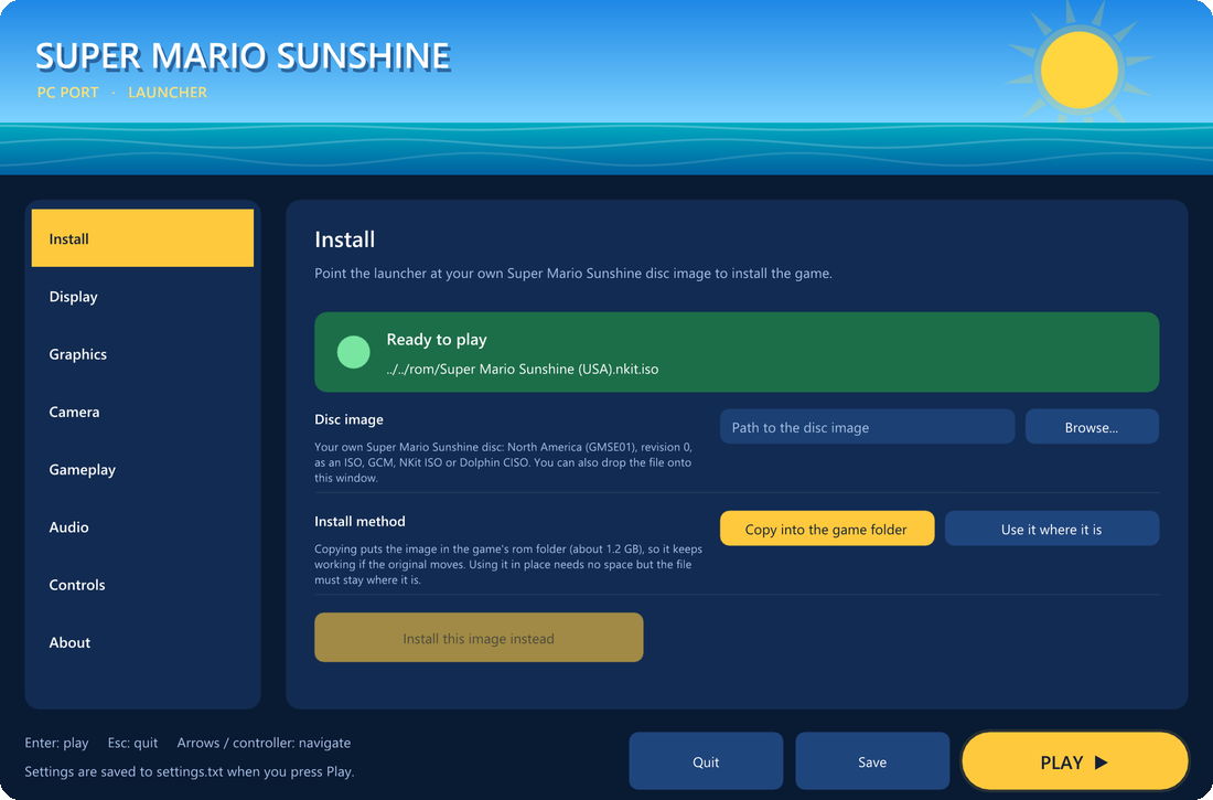 Install page