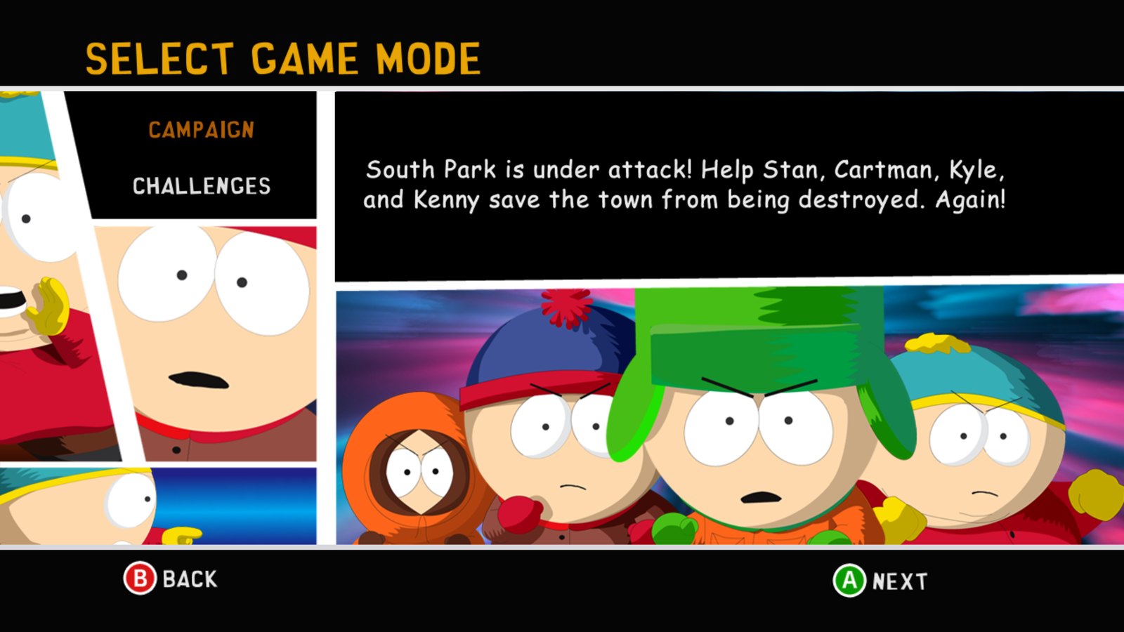 Choosing a game mode