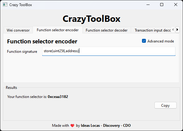 Function selector encoder GUI 2