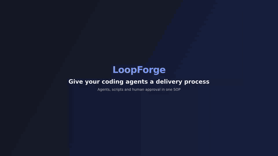 LoopForge demo: start a no-key SOP, approve the human gate and open the workflow designer