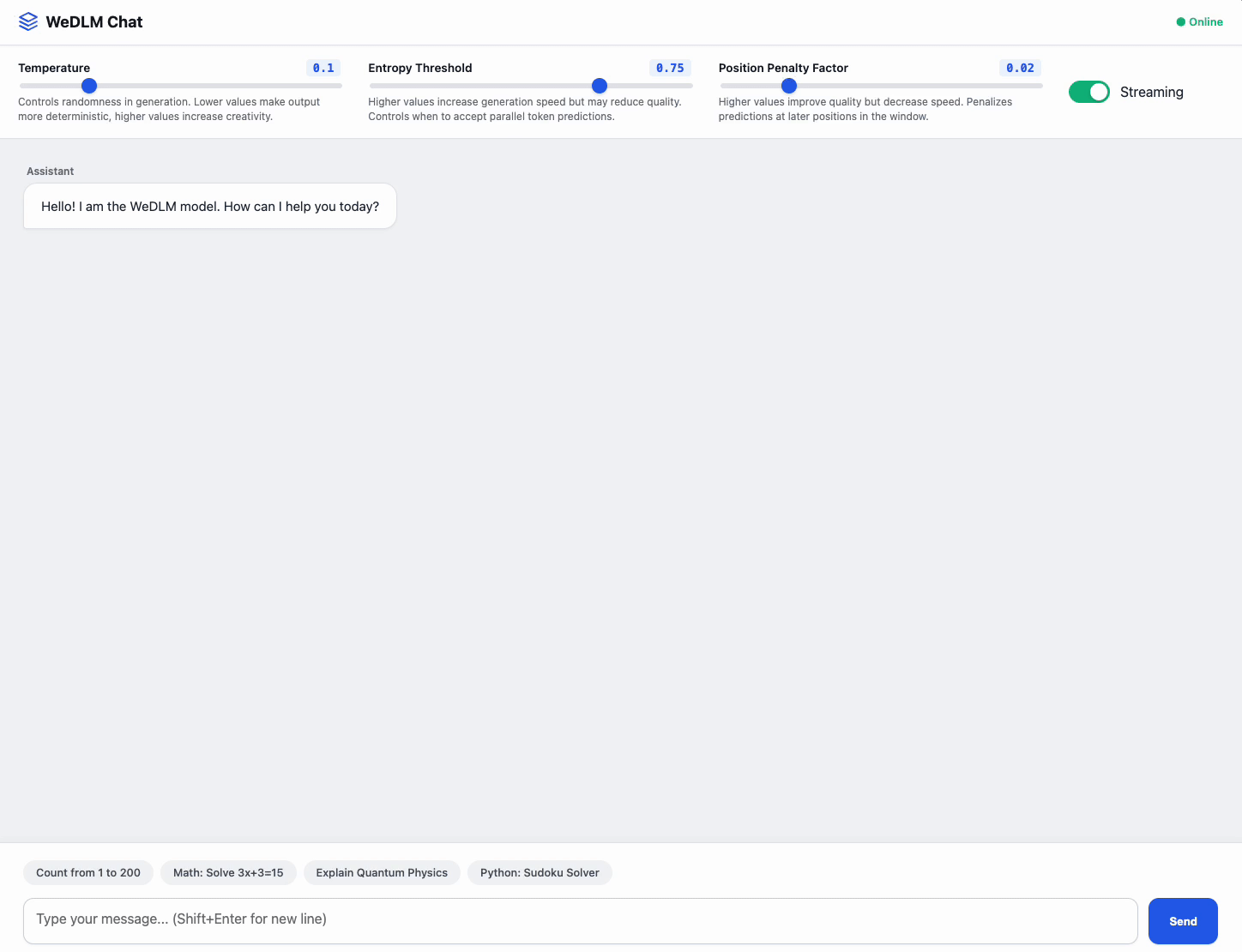 WeDLM Web Demo