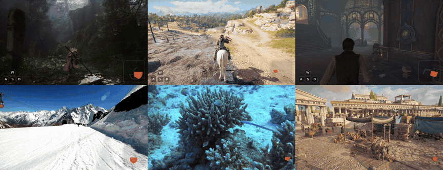 Six camera-controlled SCoPE video results in a 3-by-2 grid