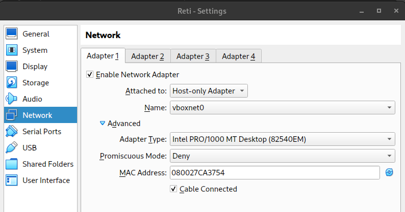 Host-only network interface