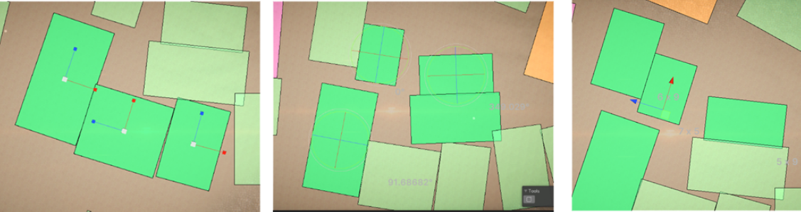 Top-down image with selected green rectangles