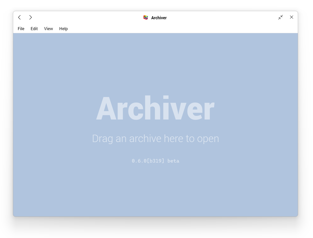 The startup screen of archiver