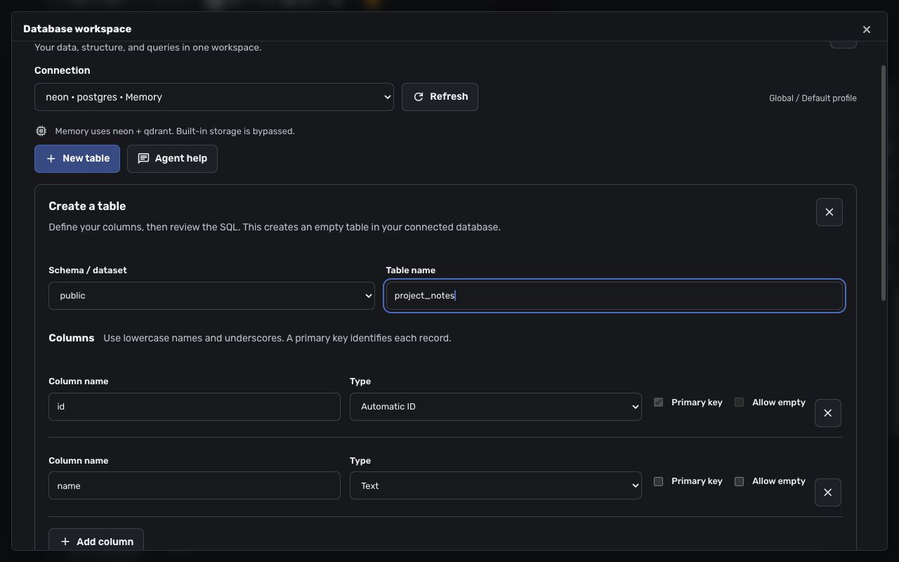 Review a new table definition