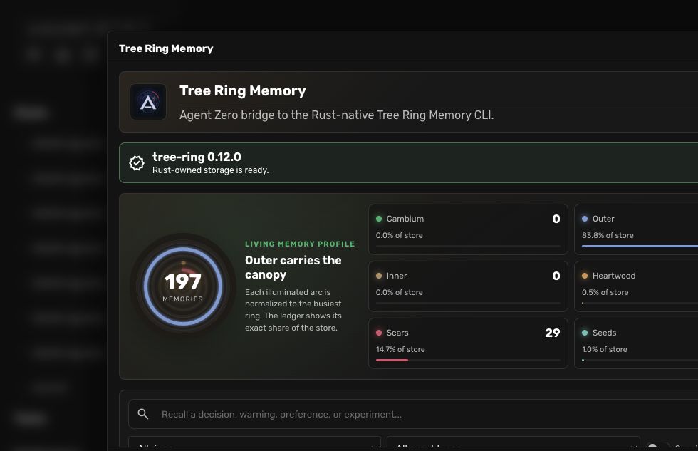 Tree Ring Memory dashboard