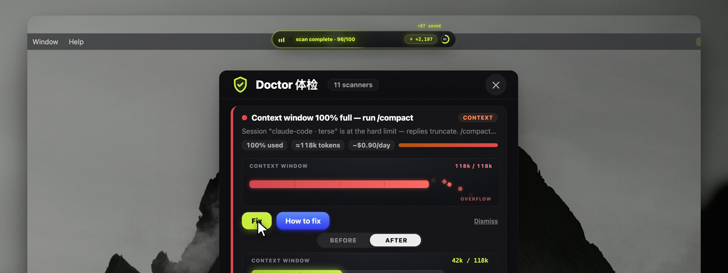 Terse Doctor — 25 waste scans with one-click fixes