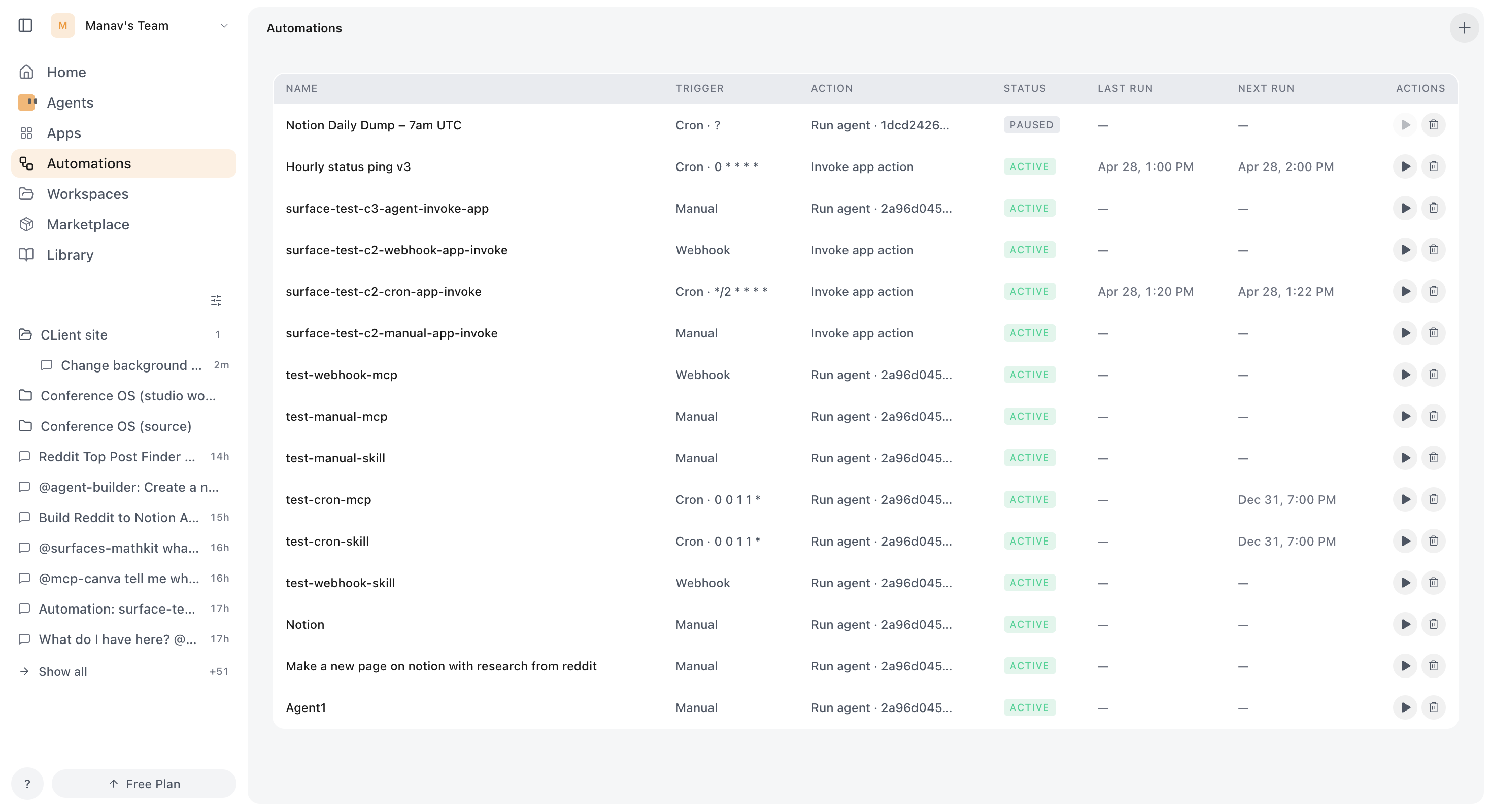 OpenSail automations dashboard