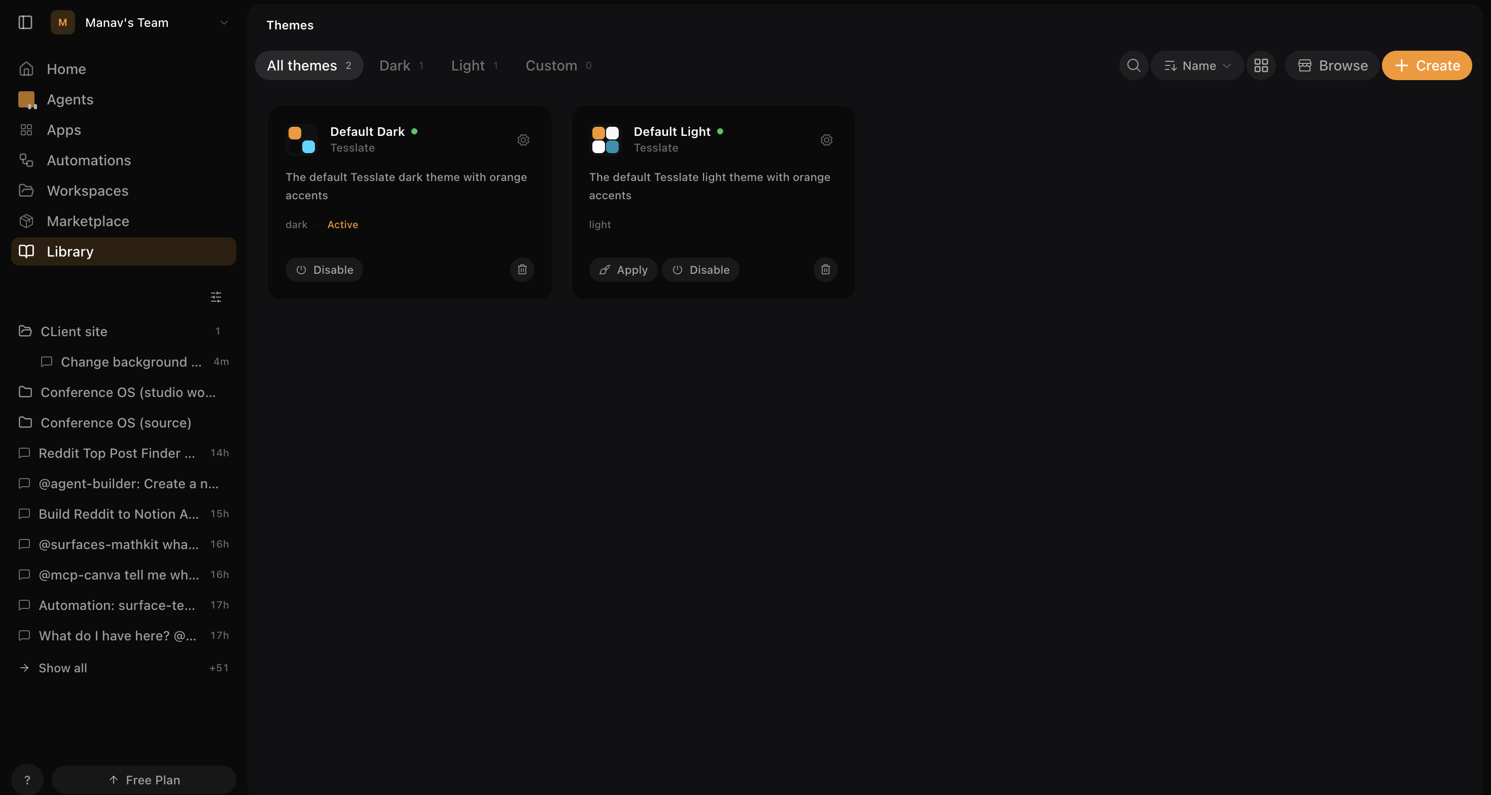 Switch the OpenSail UI to any installed theme