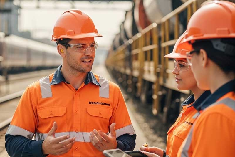 Freight train on open track representing the road ahead